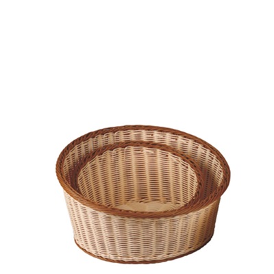 Slanted Wicker Round Bread Basket 36cm Polypropylene Brown