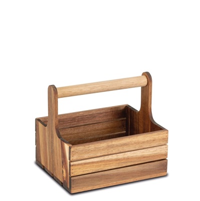Wooden Table Caddy with Handle 20 x 15,5 cm - H18cm