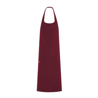 Fabian Unisex Apron H95cm with Adjustable Collar and Pocket Wine Red Pin Stripe