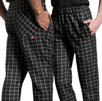 Reno Unisex Pants with Elastic Waist Black White Checks