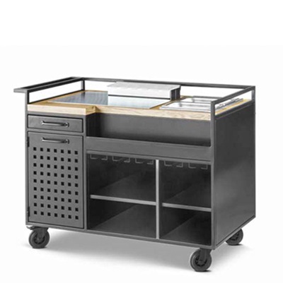 Cocktail Trolley with Stainless Steel Work Module