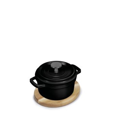 Mini Black Casserole 10cm H5cm with Lid Cast Aluminium