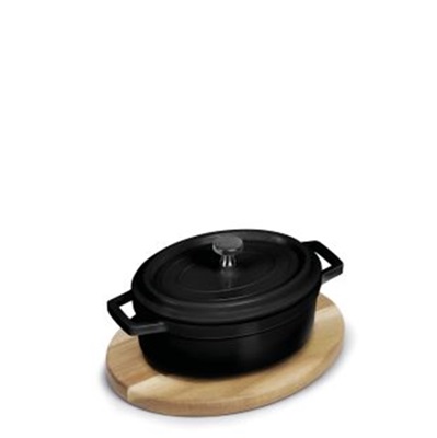 Mini Black Oval Casserole 13 x 10,5 x H5cm with Lid Cast Aluminium