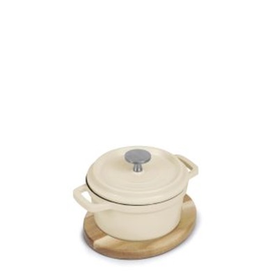 Mini White Casserole 10cm H5cm with Lid Cast Aluminium