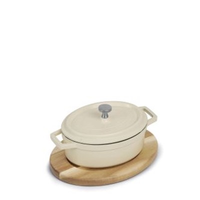 Mini White Oval Casserole 13 x 10,5 x H5cm with Lid Cast Aluminium