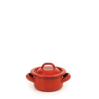 Casserole 10cm with Lid Enameled Steel Red