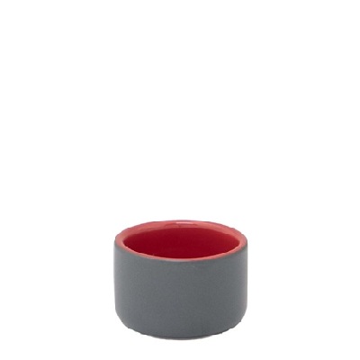 Bento Small Bowl 5,5cm - H3,5cm Cylindrical Grey/Burgundy Porcelain