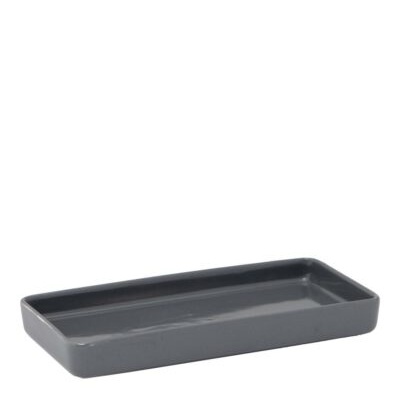 Bento Saucer 18 x 9 cm - H2cm Rectangular Grey Porcelain