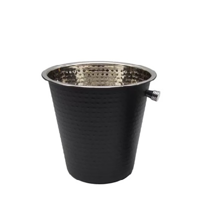 Ice Bucket 21,5cm Hammered Black St. Steel