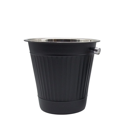 Ice Bucket 21,5cm Vertical Line Black Matt St. Steel