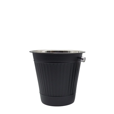 Ice Bucket 14,5cm Vertical Line Black Matt St. Steel