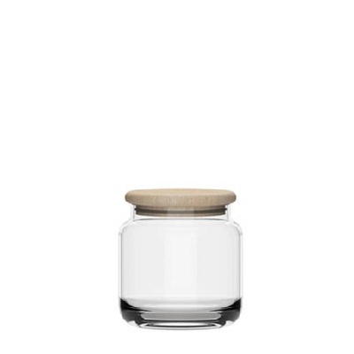Round Glass Jar 630 ml with Wooden Lid