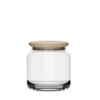 Round Glass Jar 1205 ml with Wooden Lid