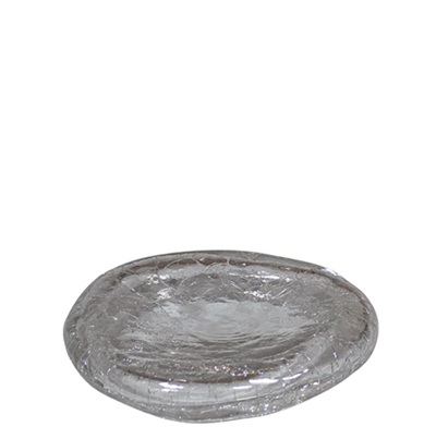 Crackled Glass Pillow Shape Plate 25 x 3.7 cm Transparent